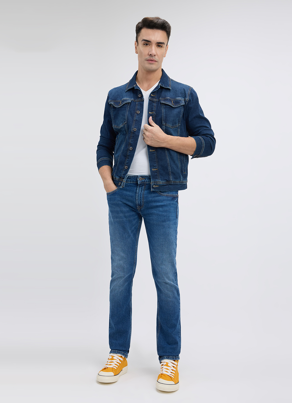 Men Blue Slim Fit Mid Rise Jeans , , large image number 1