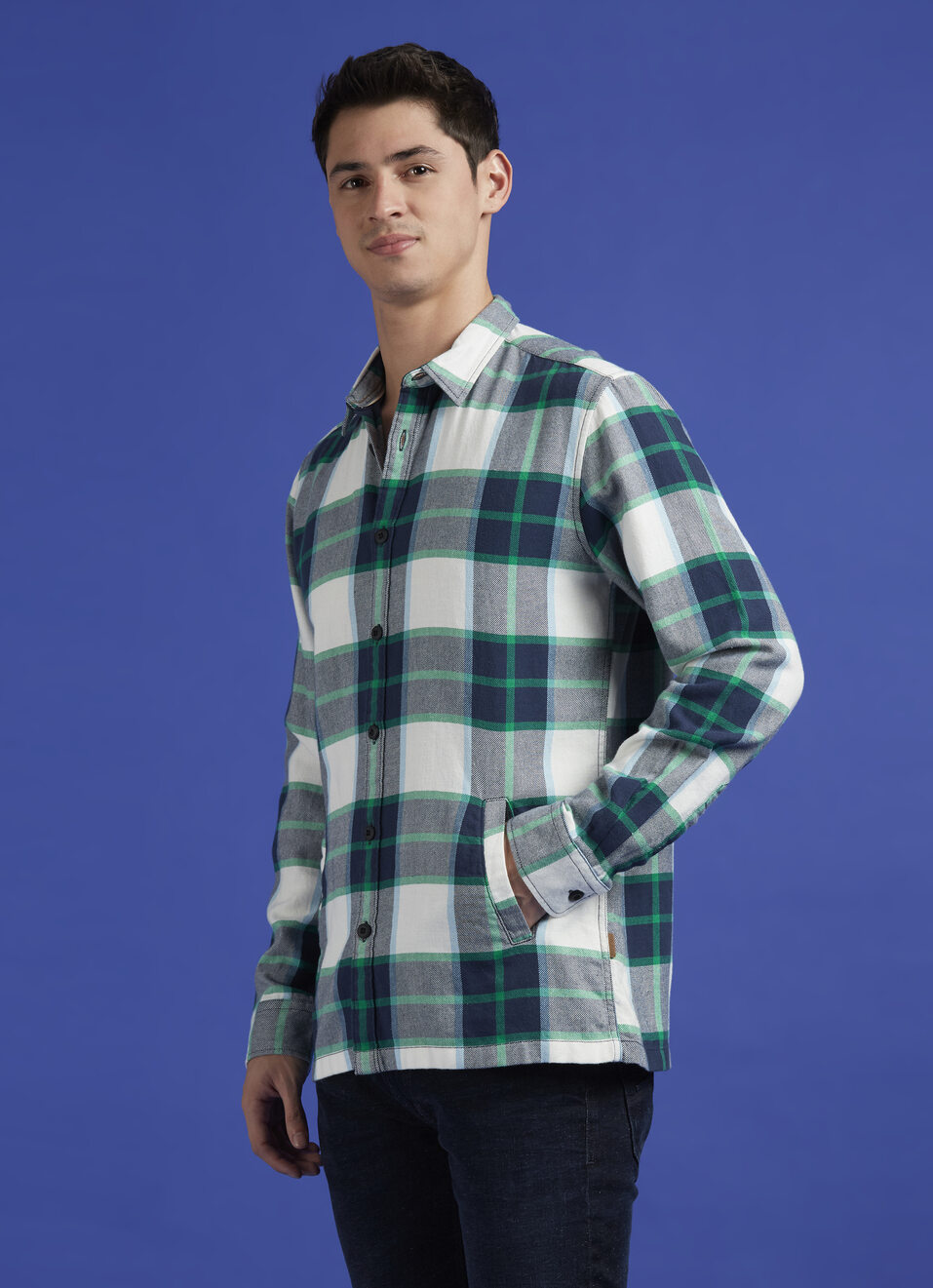 Blue Check Full Sleeve Oversized Shirt, , large image number 3