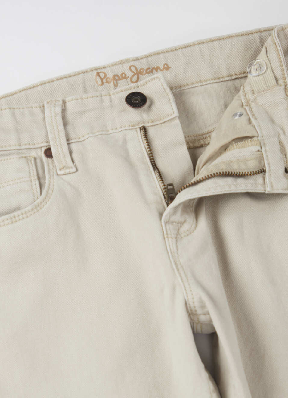 Boys Skater Beige Mid Rise Straight Leg Jeans, , large image number 2