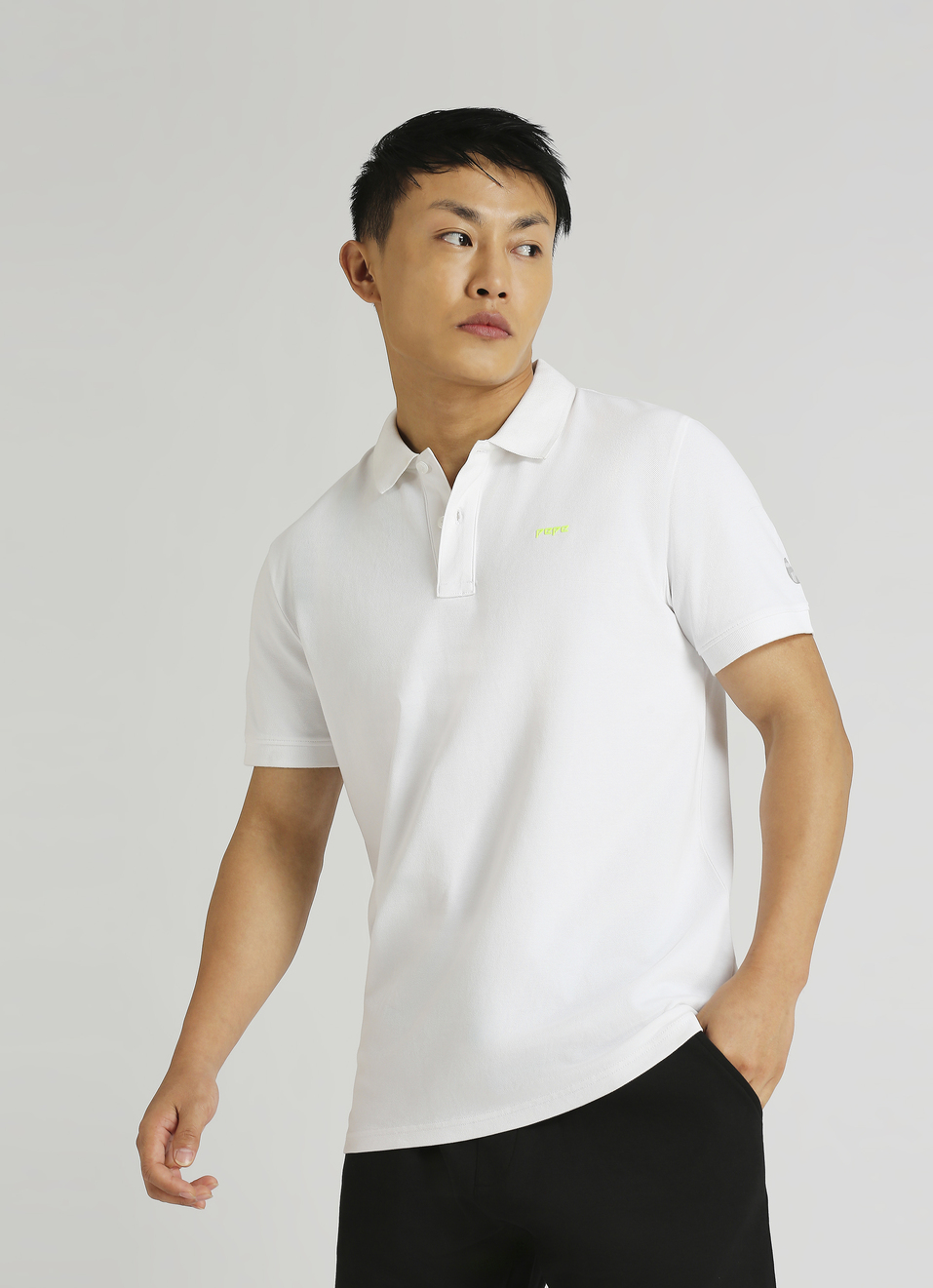 White Brand Print Short Sleeve Polo, , large image number 0