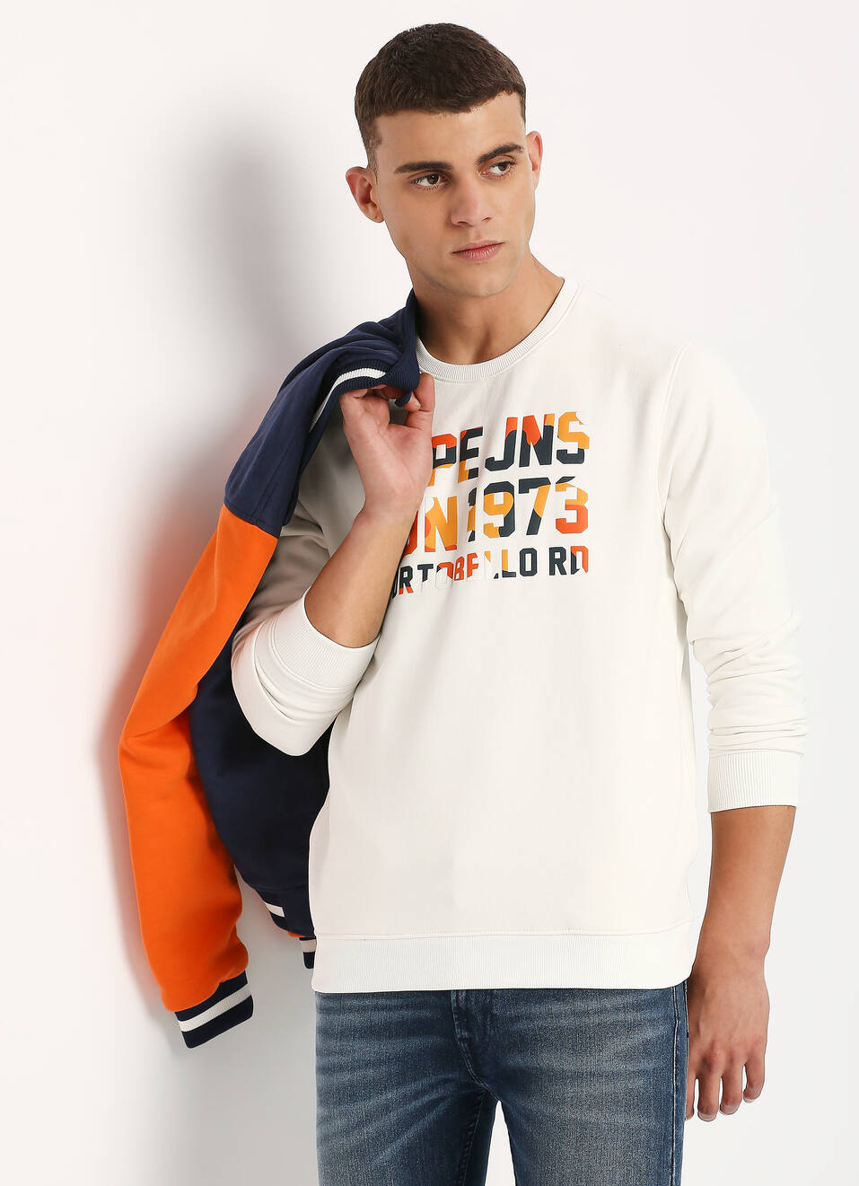 Ecru Graphic Printed Sweatshirt, , large image number 6