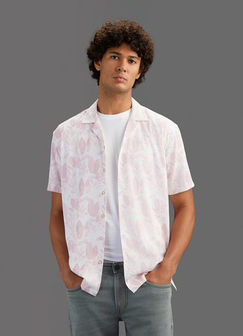 Men Pink Printed Relaxed Fit Resort Collar Shirt