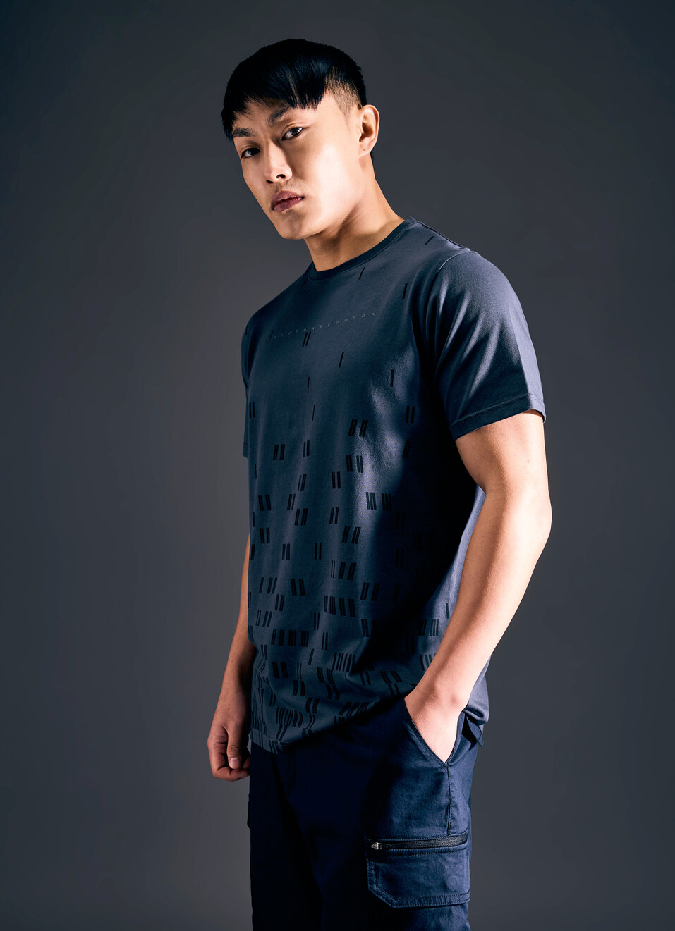Men Grey Abstract Print Short Sleeve Stretch T-shirt, , large image number 3