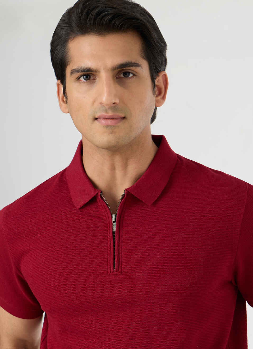 Men Red Polo Collar T-shirt, , large image number 4