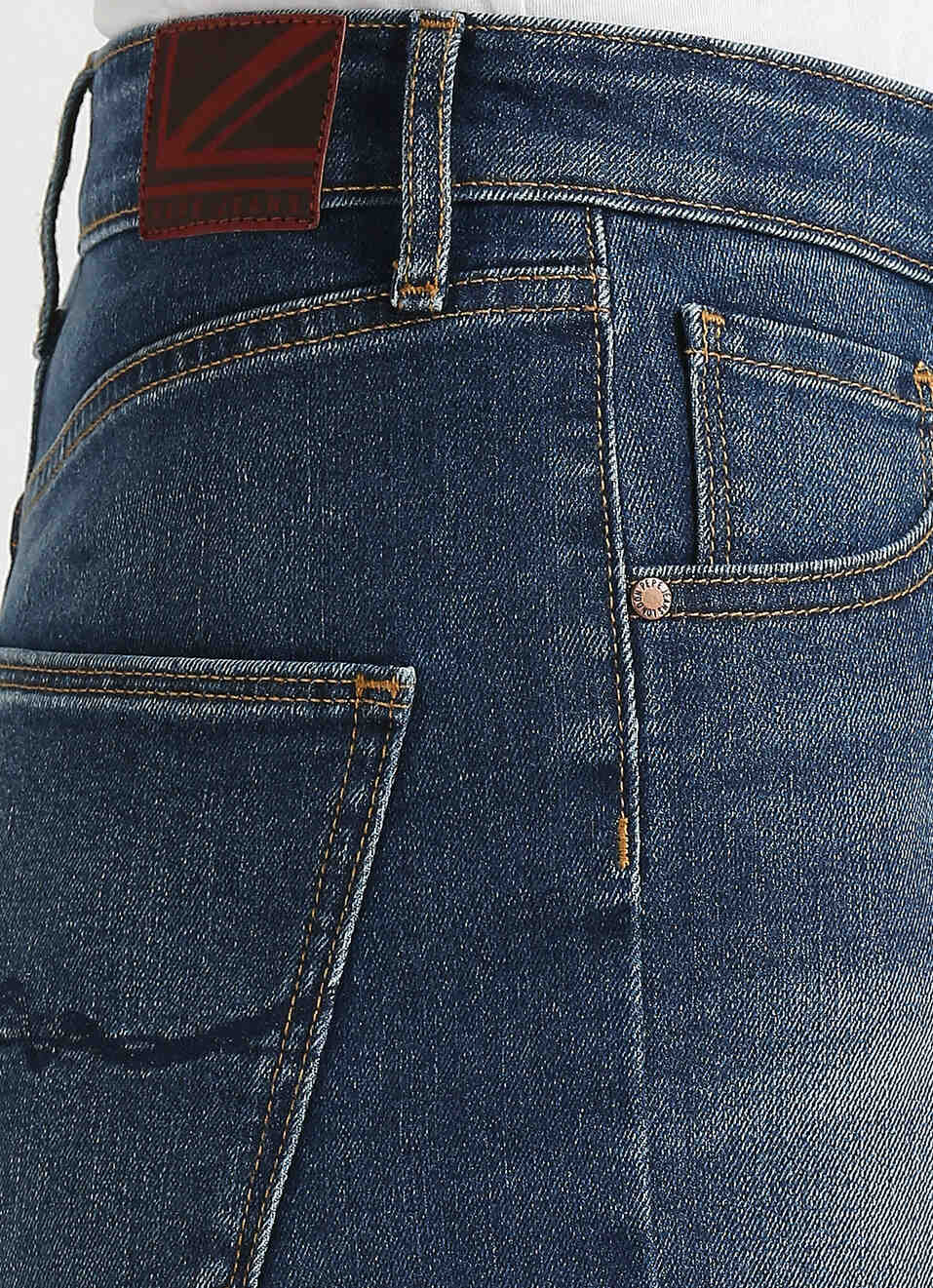 Blue High Waist Denim Shorts, , large image number 4