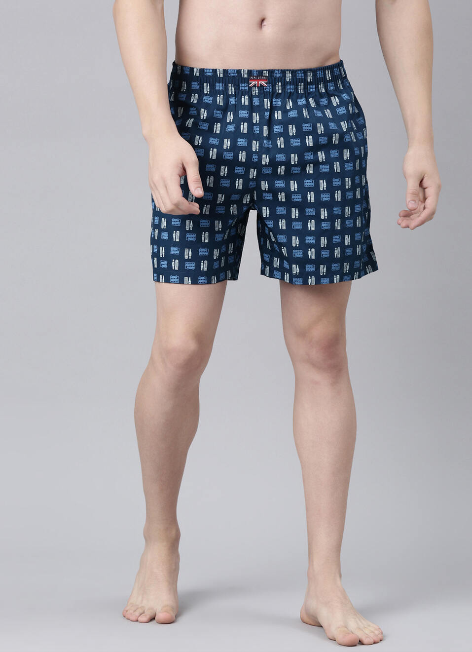 Ice Blue Printed Boxers, , large image number 1