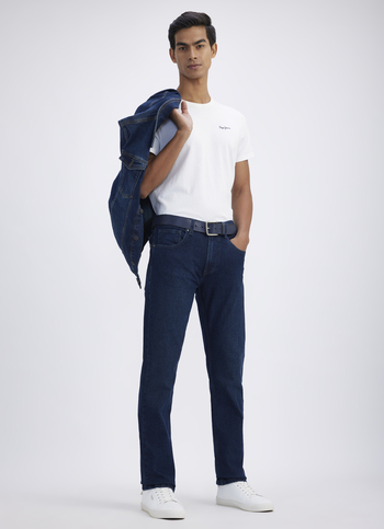 Men Tinted Blue Stretch Straight Fit Mid Rise Jeans
