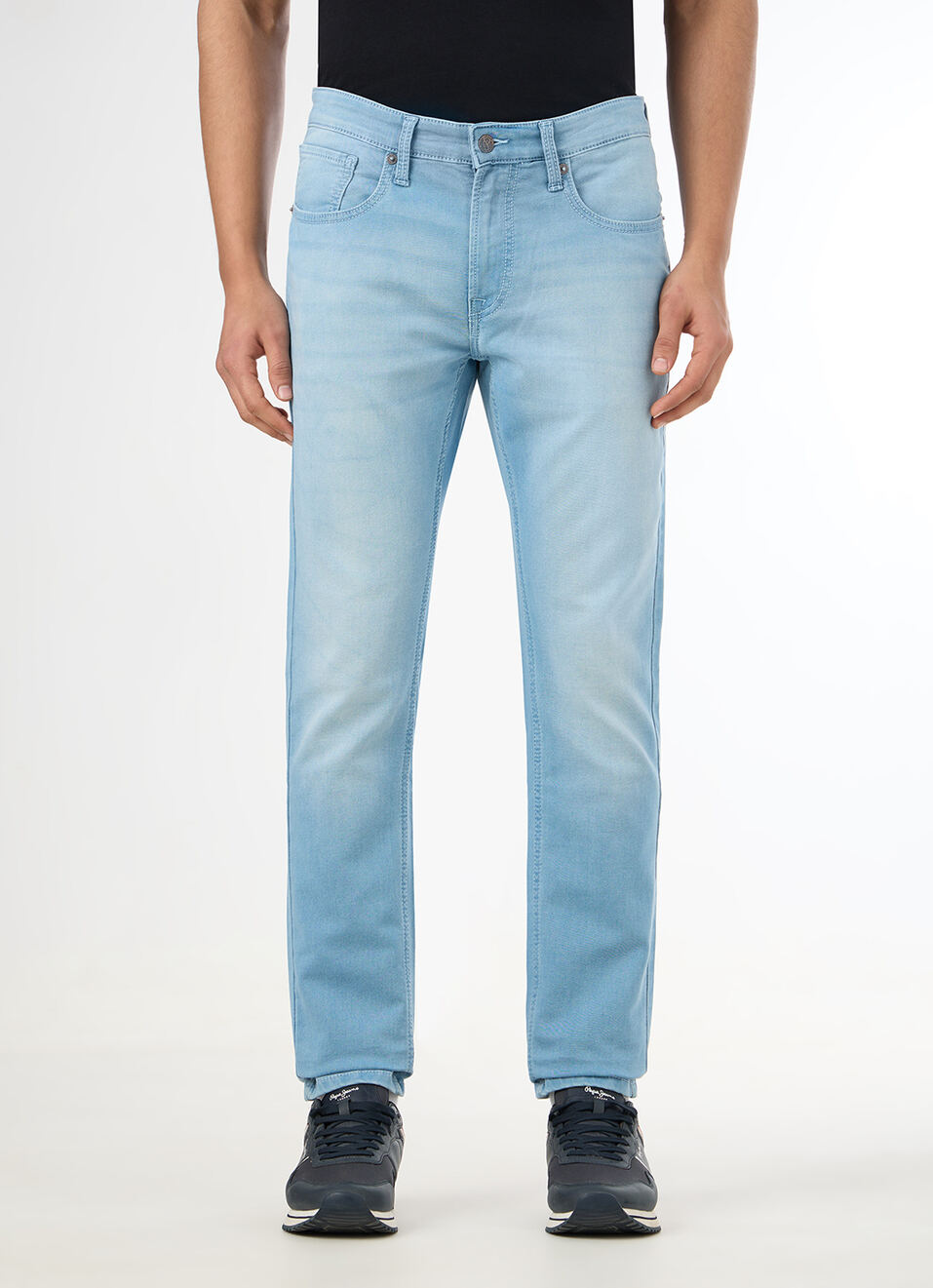 Men Light Blue Mid Rise Slim Fit Jeans, , large image number 2