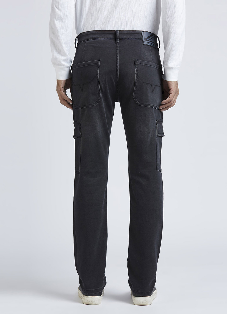 Black Mid Rise Straight Gymindigo Cargos, , large image number 3