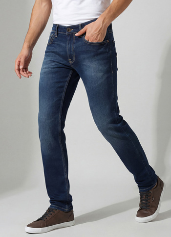 Vapour Dark Blue Mid Rise Slim Fit Jeans