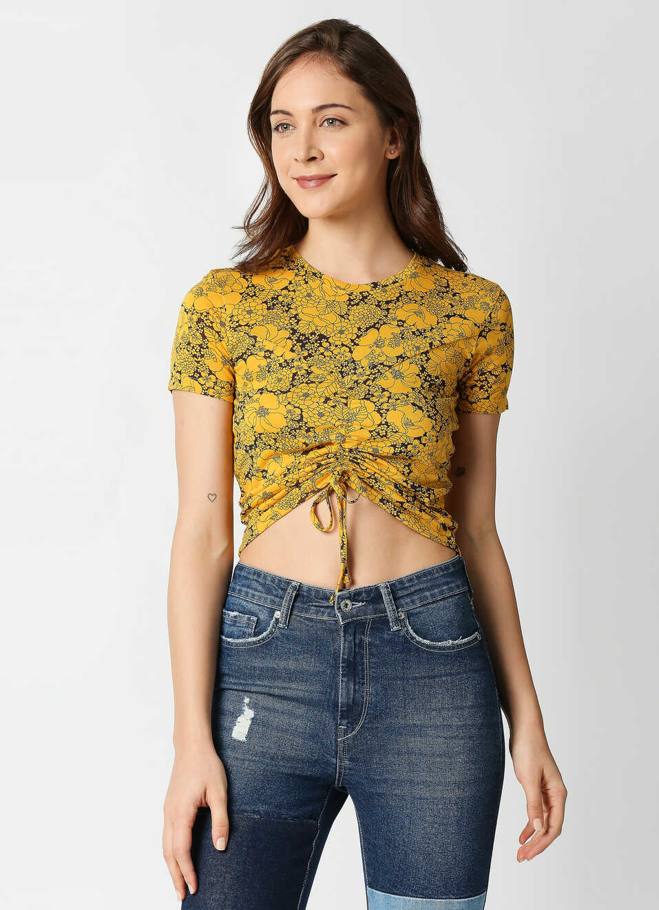 Glory Gathered Detail Crop T-shirt, , large image number 1