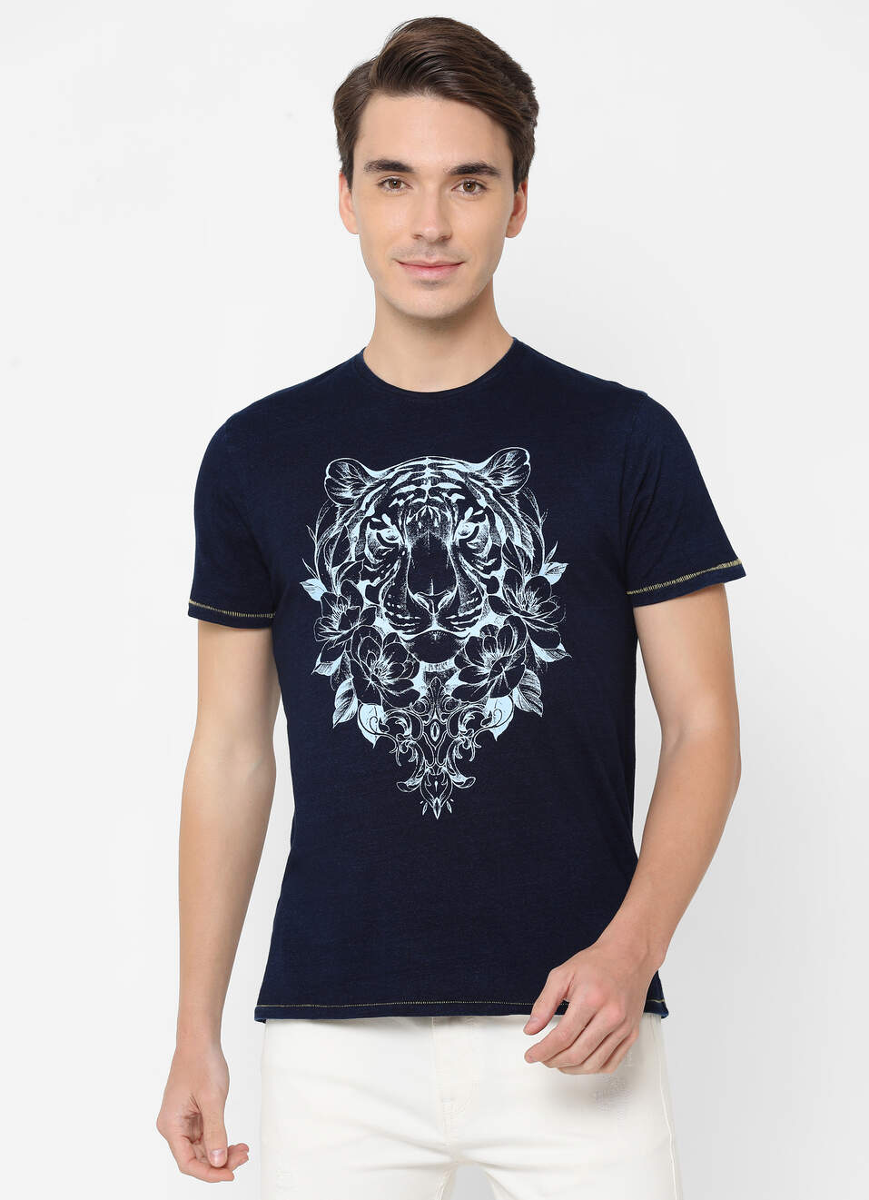 Jayden Graphic Printed Indigo Tshirt, , large image number 0