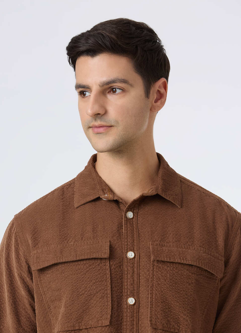 Men Brown Textured Shirt With Dual Flap Pocket, , large image number 4