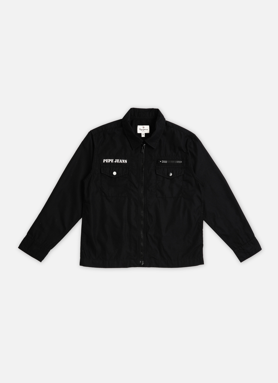 Boys Black Flap Pocket Full Sleeve Shirt, , large image number 0