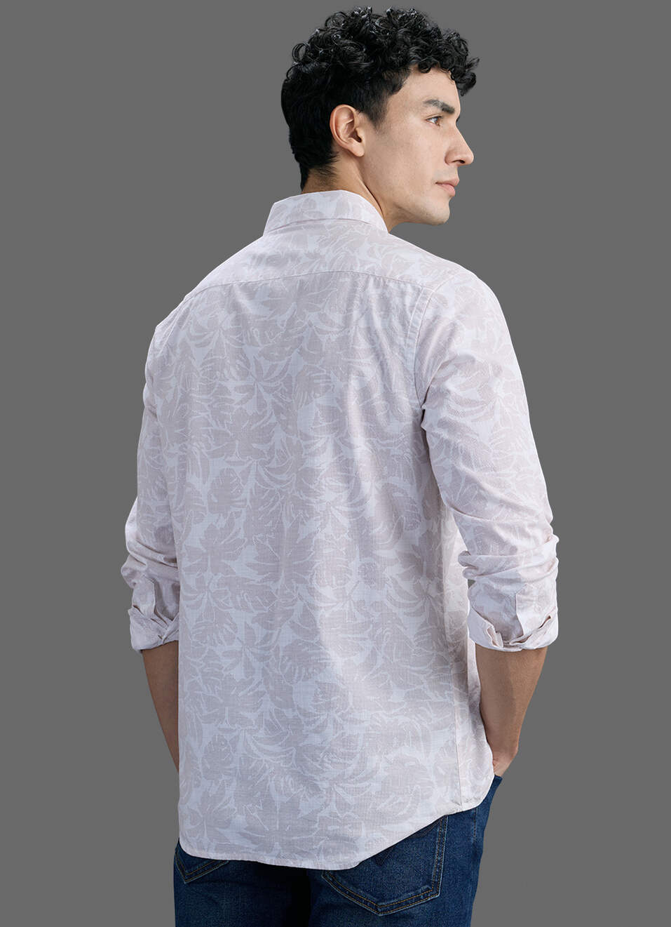Men White Printed Long Sleeve Shirt, , large image number 6