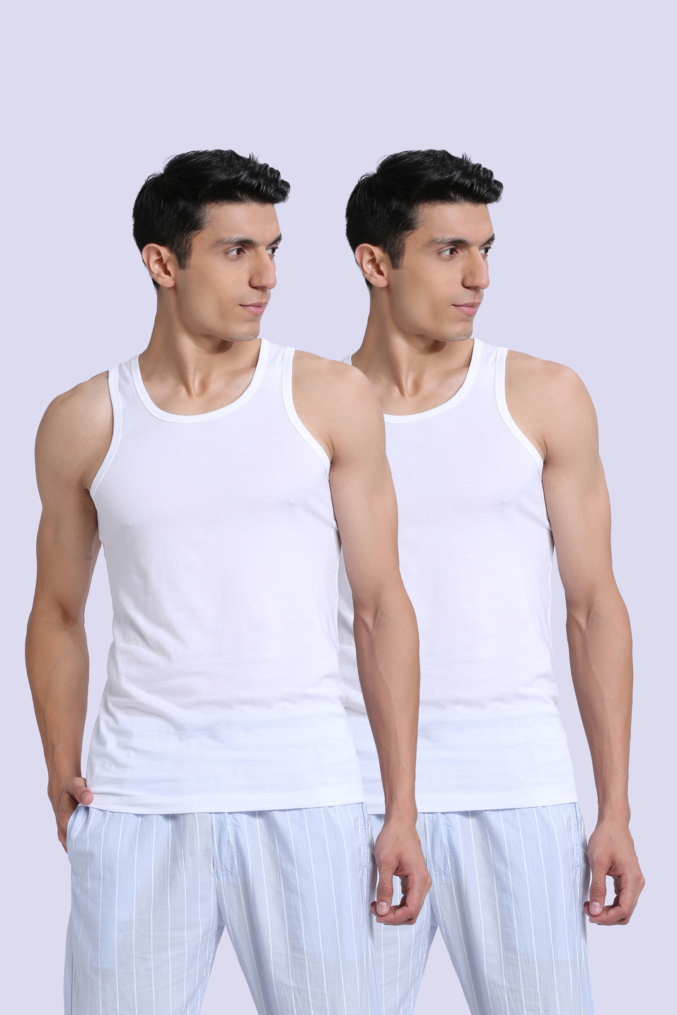 Pack Of 2 Solid White Stretch Vest, , large image number 5