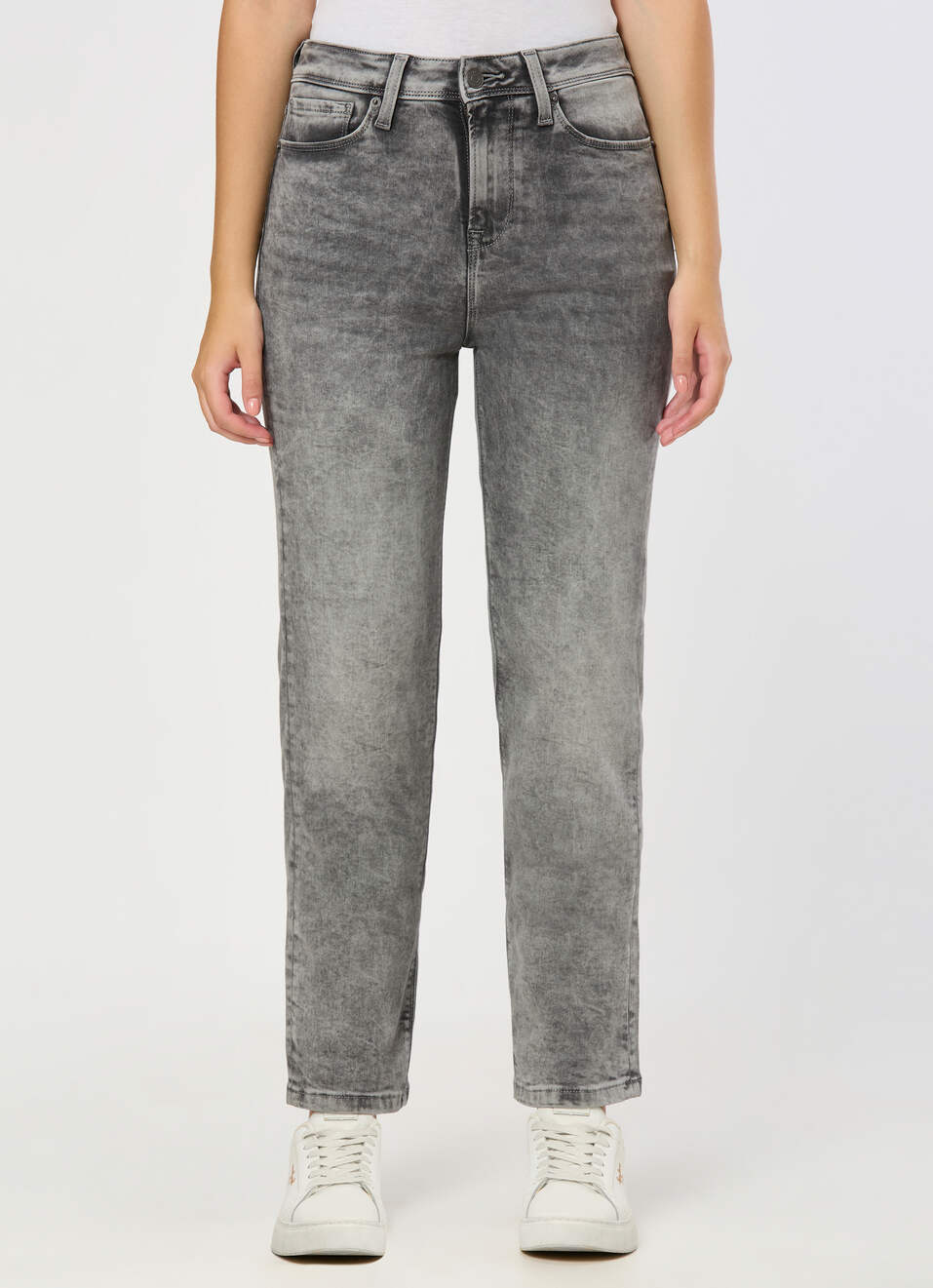 Women Grey Straight Fit High Rise Stretchable Jeans, , large image number 1