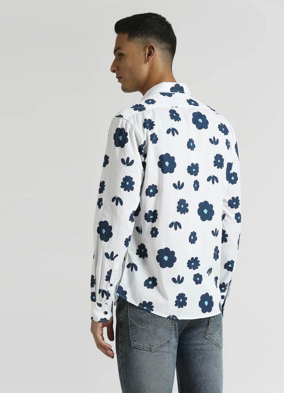 White All Over Printed Long Sleeve Shirt, , large image number 1