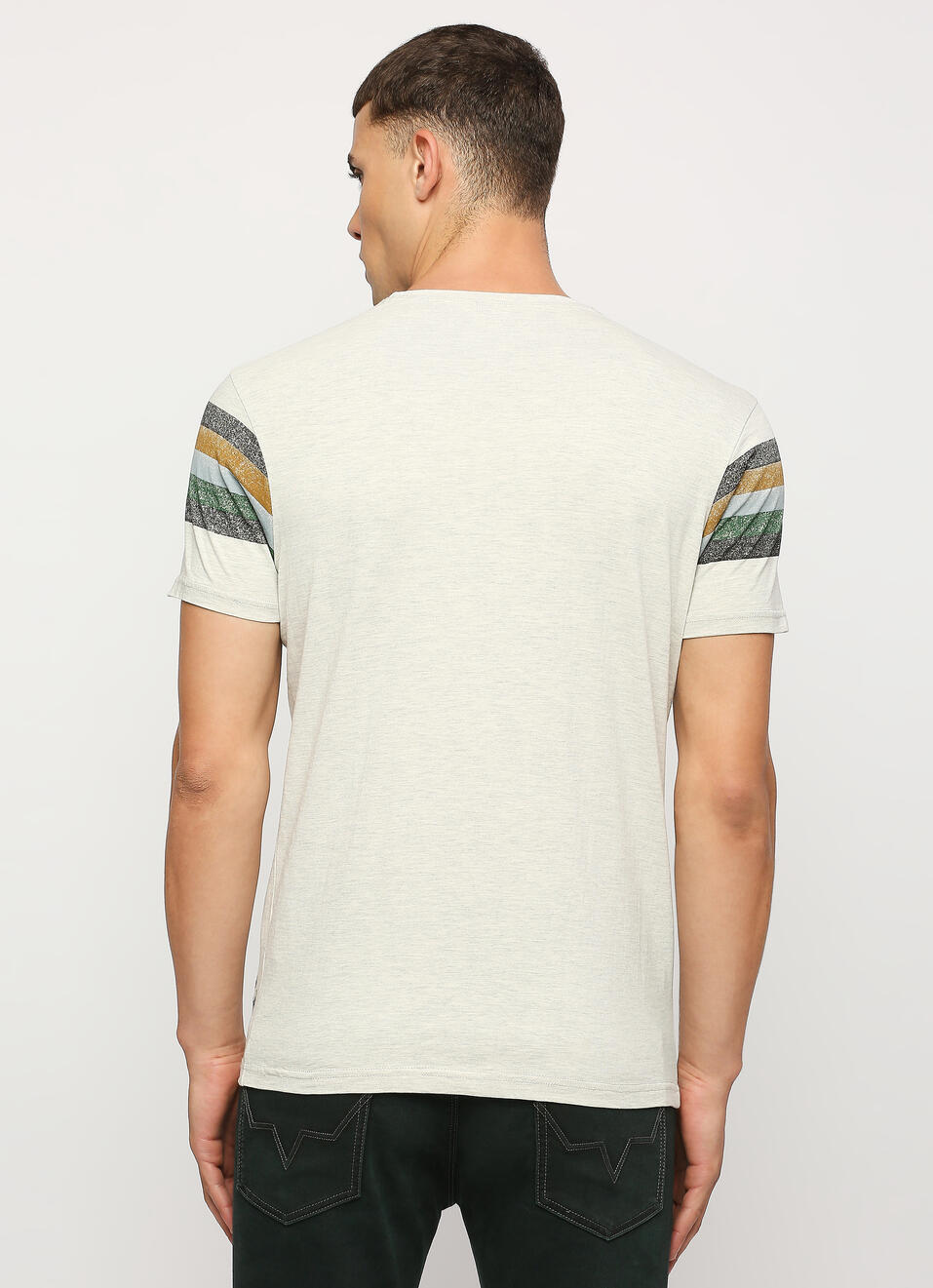 White Striped Short Sleeve T-shirt, , large image number 2