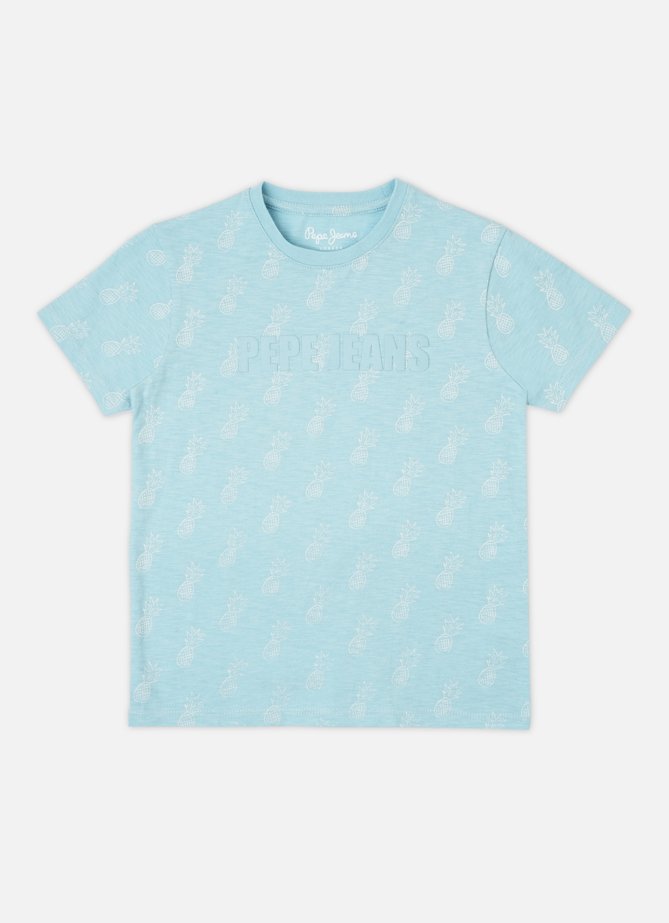 Boys Sea Blue Allover Print Short Sleeve T-shirt, , large image number 0
