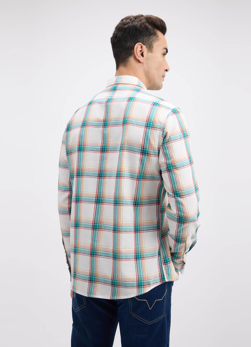 Men Green Check Full Sleeve Shirt, , large image number 2