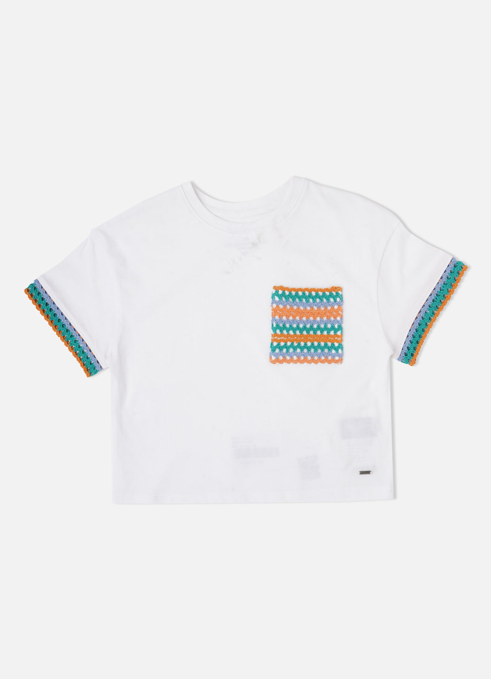 Lace Detail White T-Shirt, , large image number 0