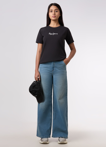 Women Blue High Rise Wide Leg Stretchable Jeans