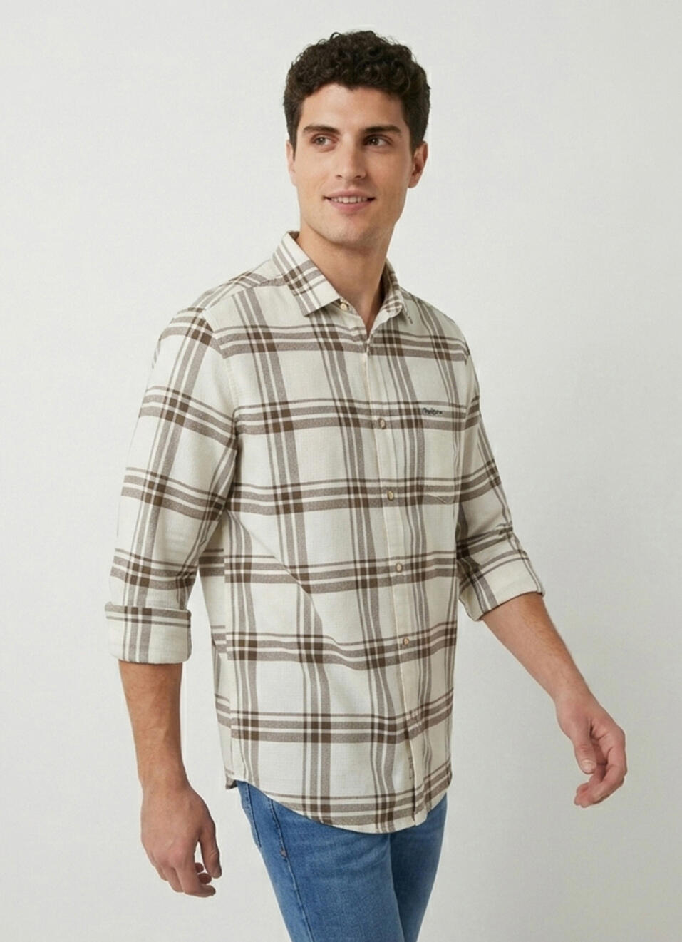Men Olive Green Checked Long Sleeve Shirt, , large image number 3