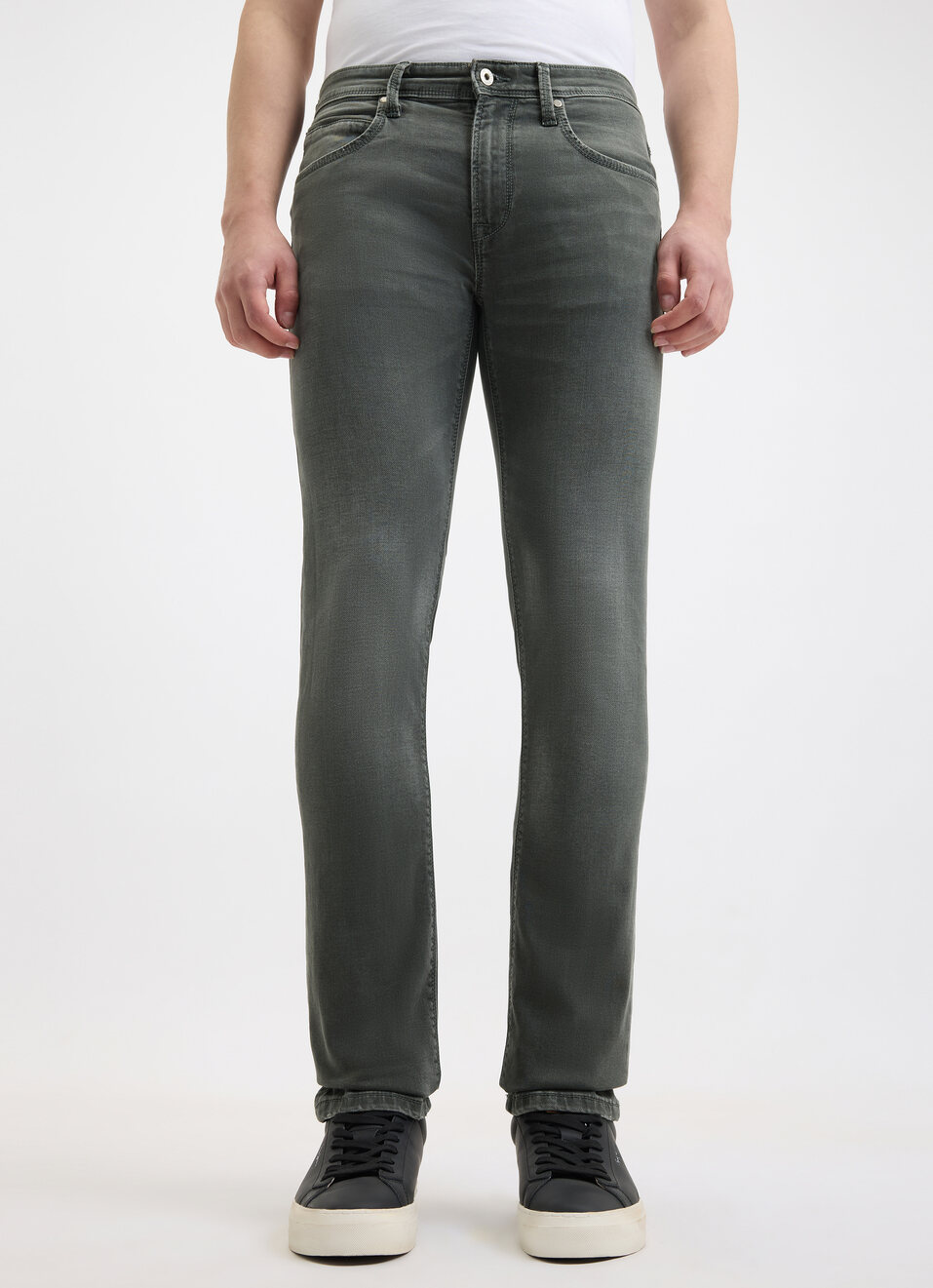 Men Light Green Mid Rise Slim Jeans, , large image number 1