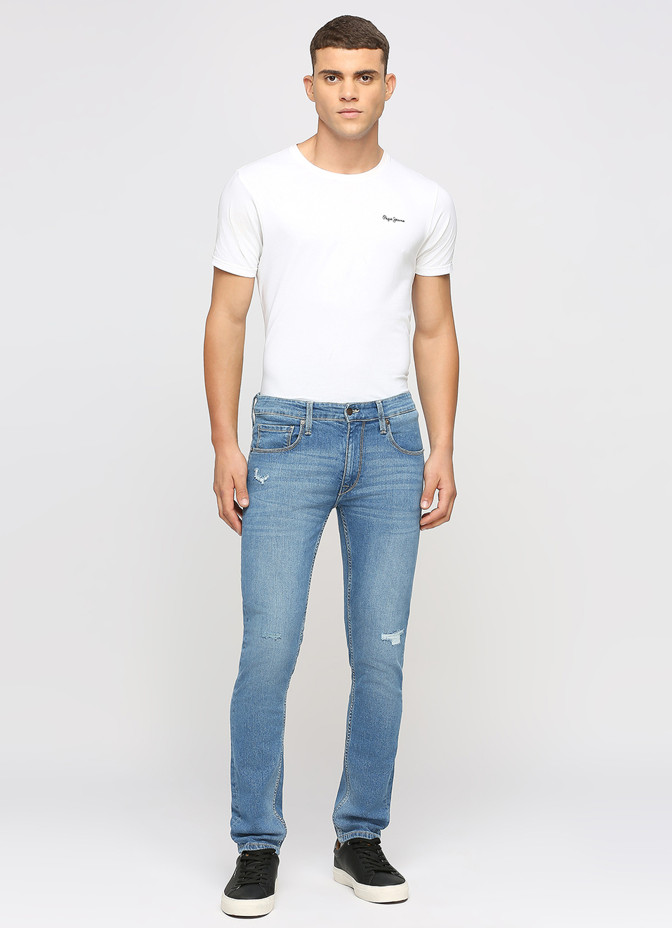 Vapour Light Blue Low Rise Tapered Jeans, , large image number 1