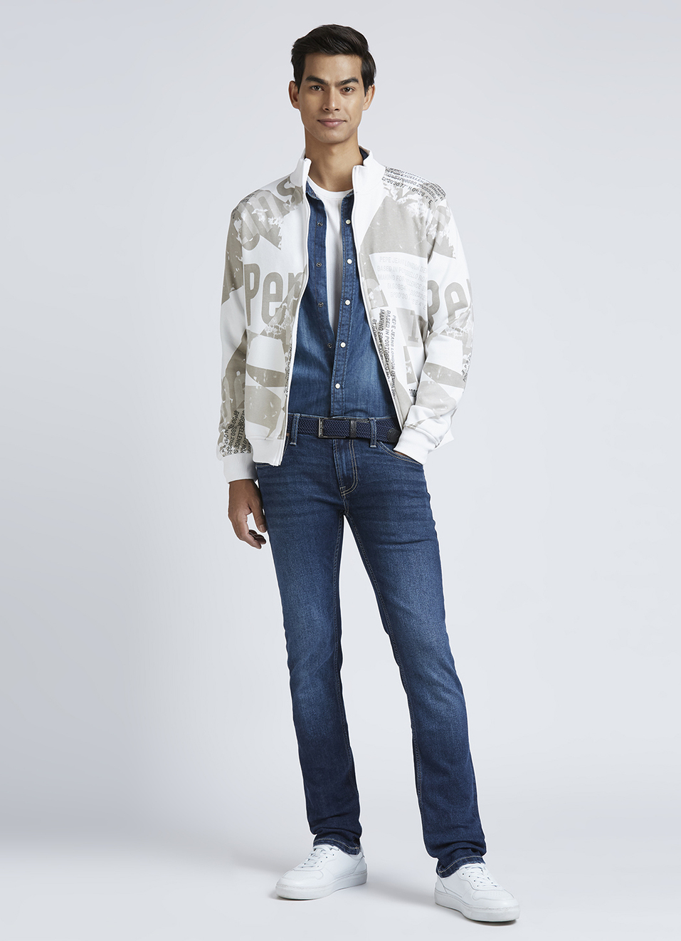 Vapour Blue Mid Rise Slim Jeans, , large image number 1