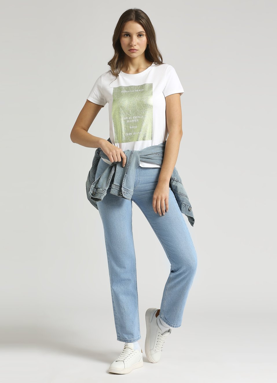 White Foil Print Short Sleeve Tee, , large image number 5
