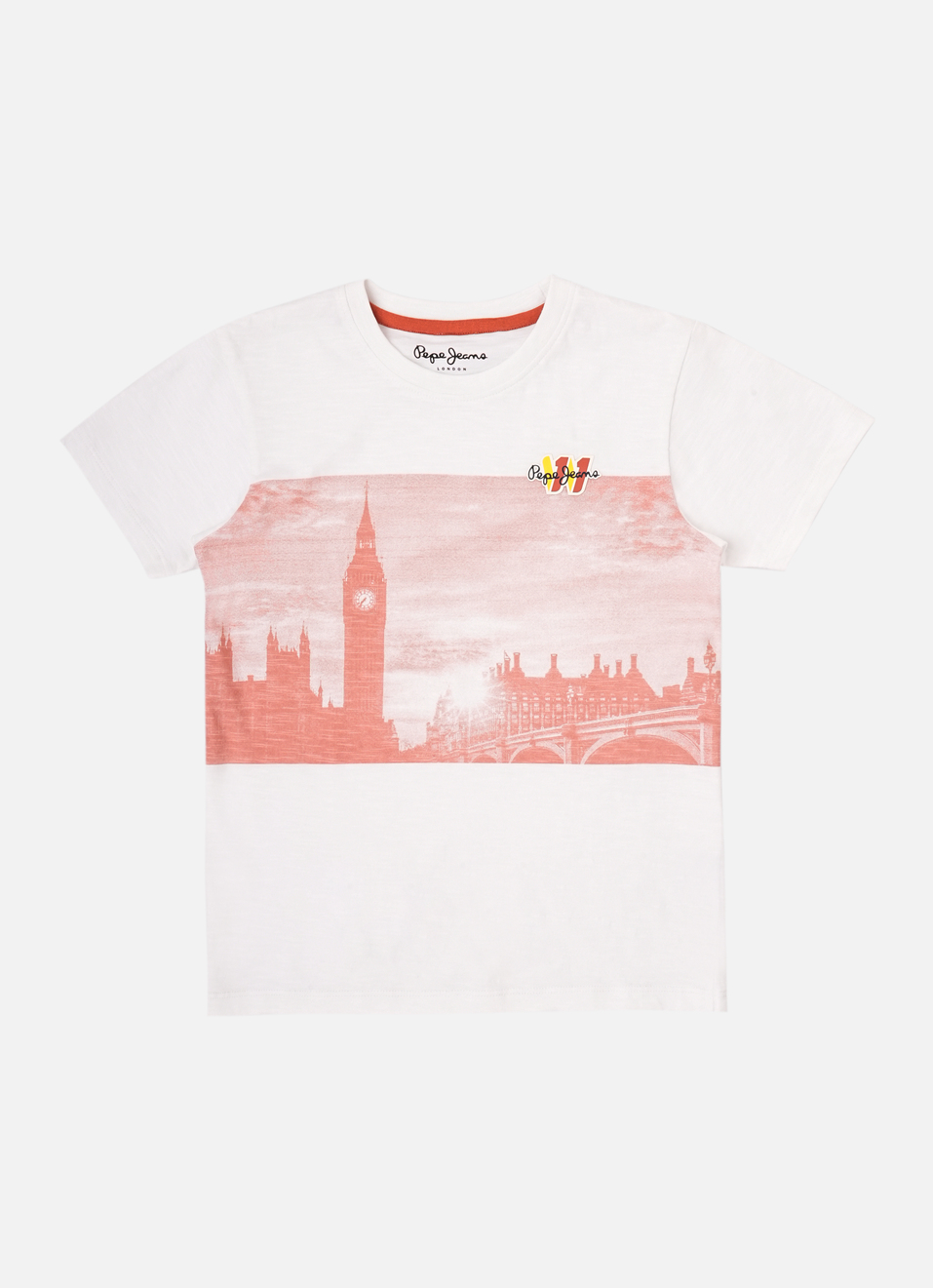 Boys White Graphic Print Short Sleeve T-shirt, , large image number 0