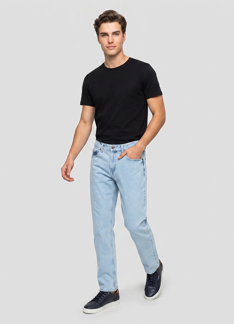 Men Blue Baggy Fit Stretchable Jeans, , large image number 7