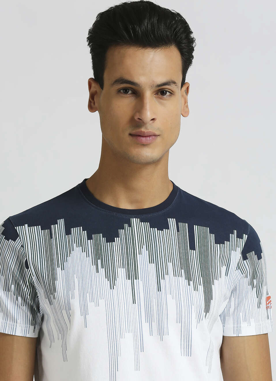 White Abstract Print Short Sleeve T-shirt, , large image number 4