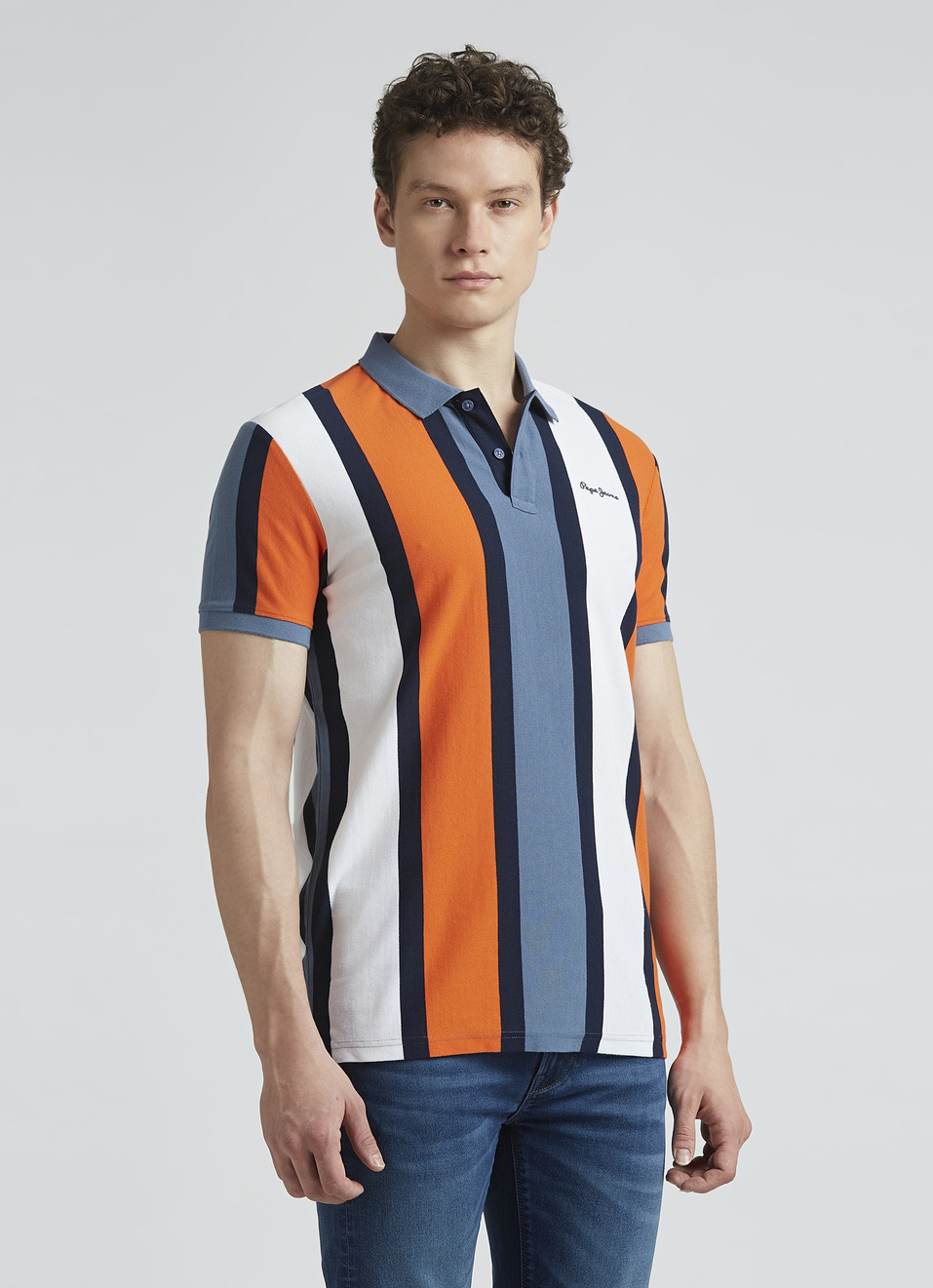 Orange Stripes Short Sleeve Polo, , large image number 3