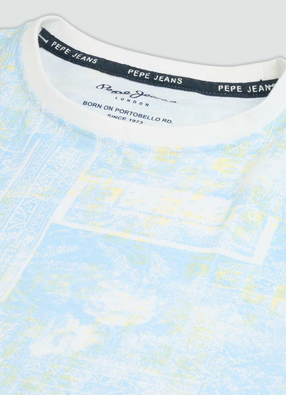 Men Sky Blue Printed Slim Fit T-shirt, , large image number 7