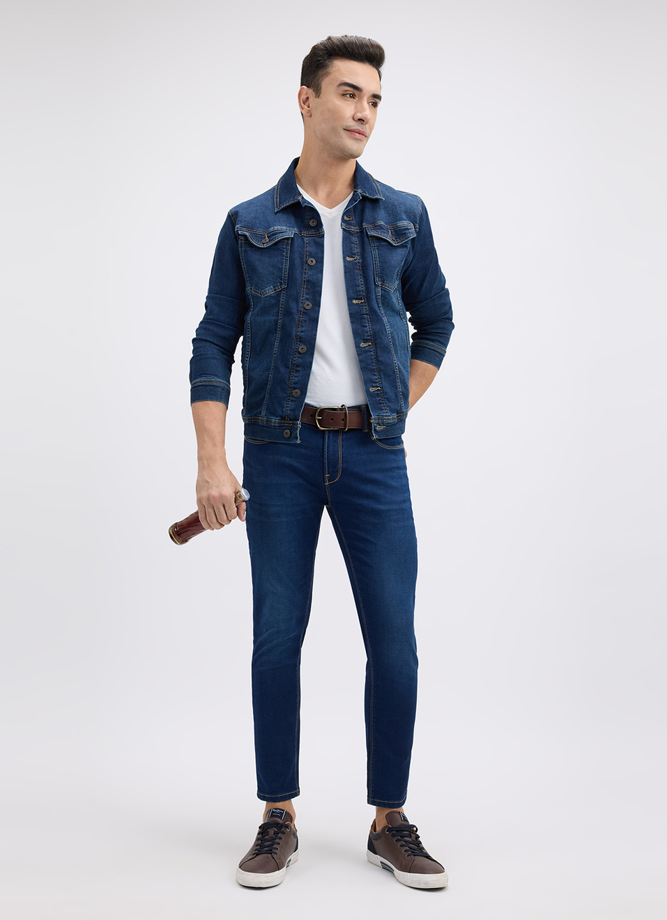 Men Blue Mid Rise Skinny Ankle Length Structured Jeans, , large image number 1