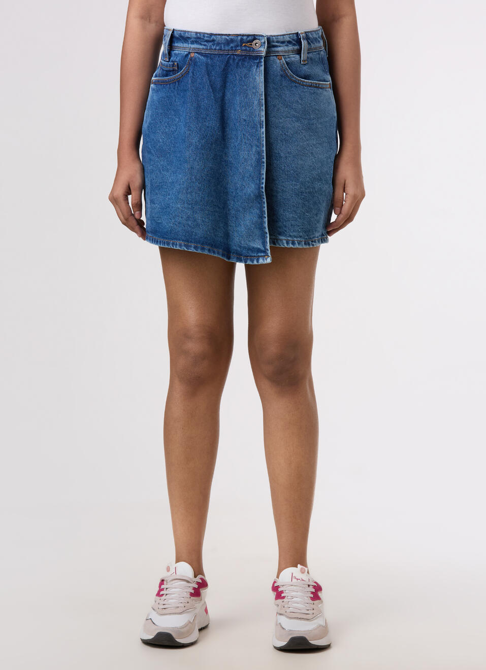 Women Blue High Rise Denim Skorts, , large image number 1