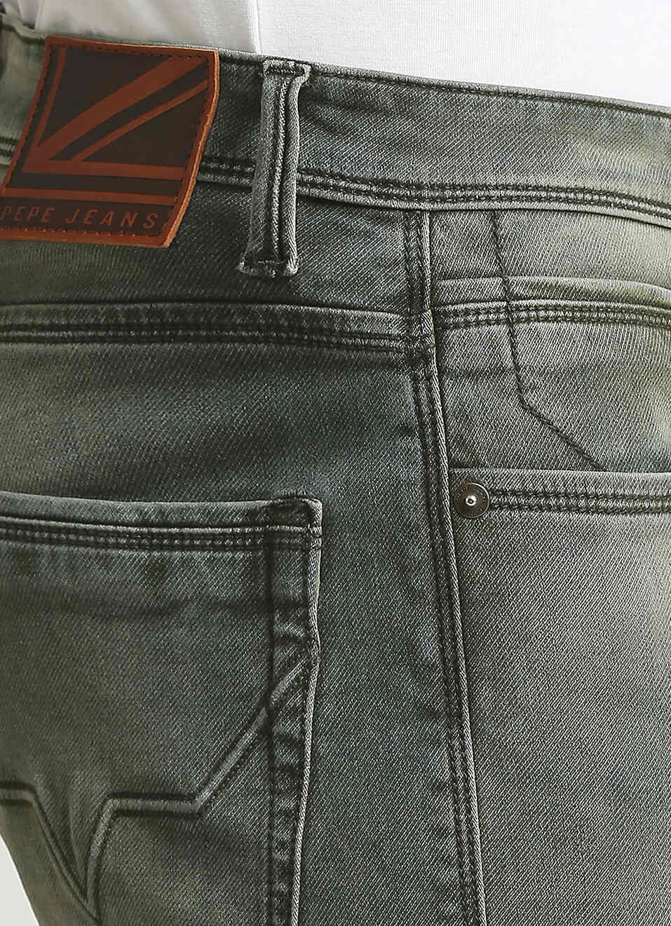 Vapour Green Tinted Low Rise Tapered Gymindigo Jeans, , large image number 4