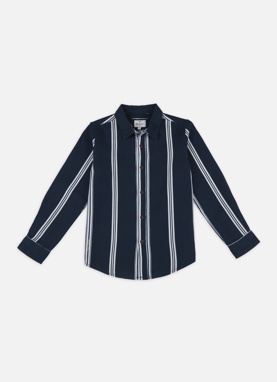 Boys Navy Vertical Stripe Full Sleeve Shirt, , large image number 0