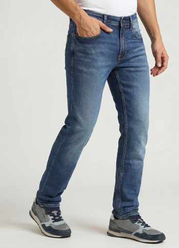 Vapour Blue Mid Rise Slim Fit Powerflex Jeans