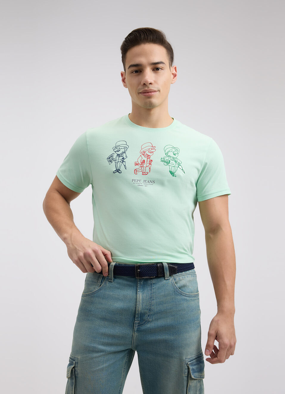Men Green Graphic Print Short Sleeve T-shirt, , large image number 0