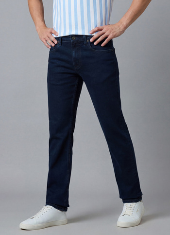 Men Navy Blue Mid Rise Slim Fit Stretchable Jeans