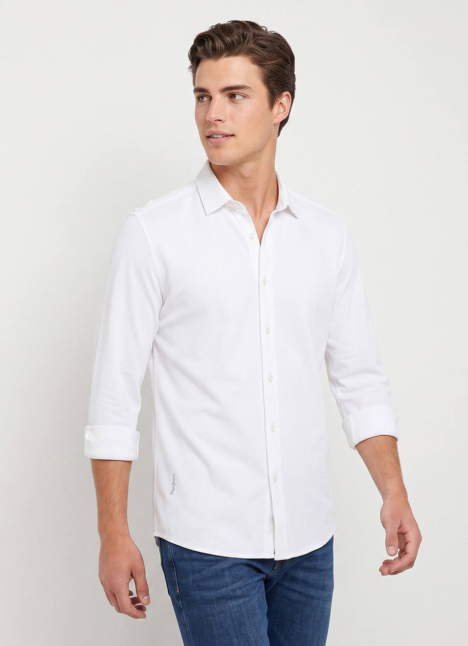 Men White Solid Shirt, , large image number 1