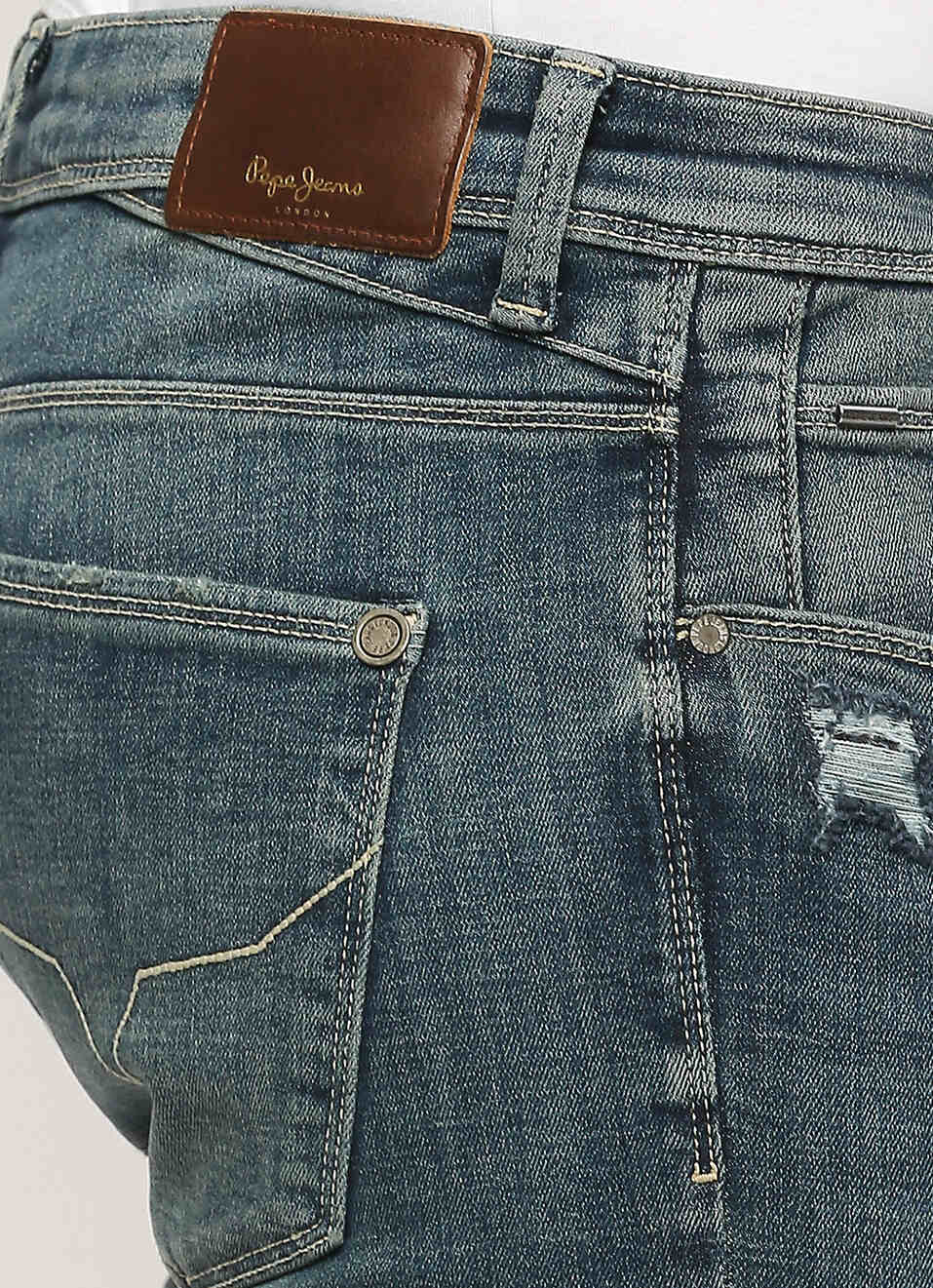 Vapour Blue Mid Waist Slim Fit Jeans, , large image number 4