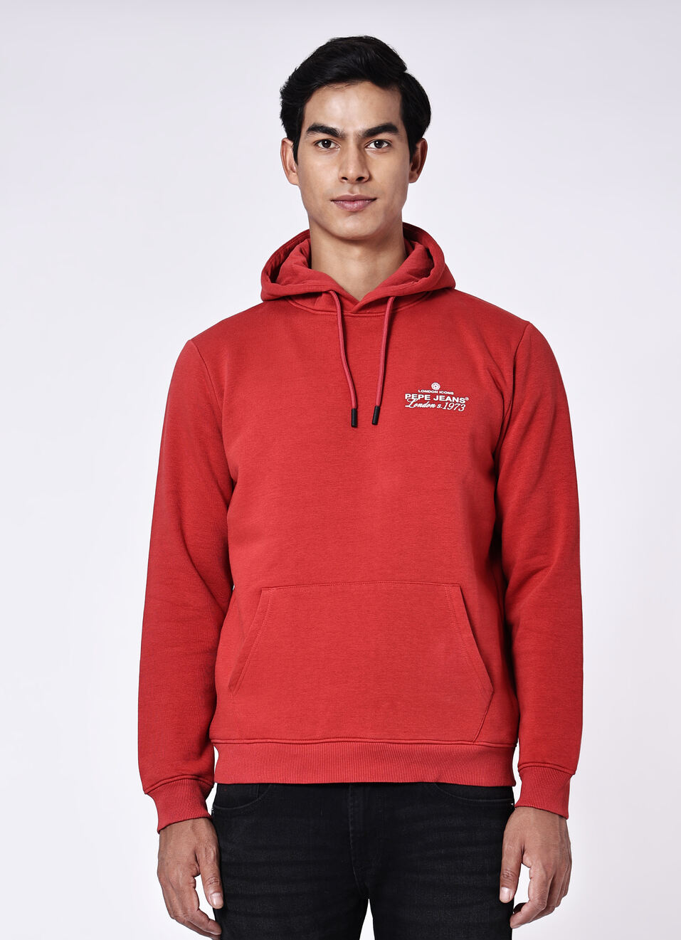 Men Red Back Graphic Print Regular Fit Hoodie, , large image number 1