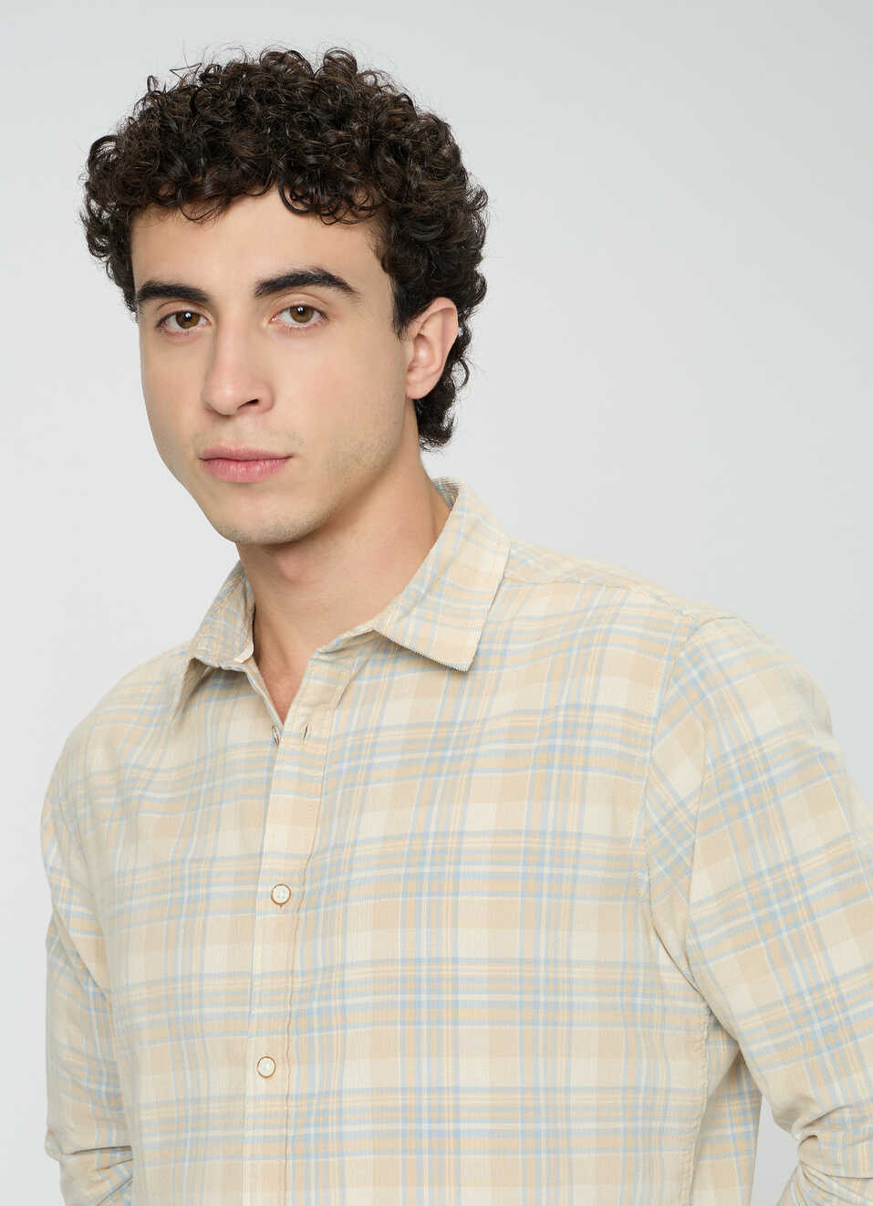 Men Beige Check Full Sleeve Shirt, , large image number 4