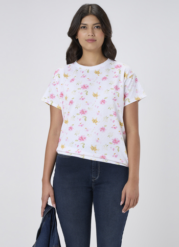 Women Pink Floral Print T-shirt