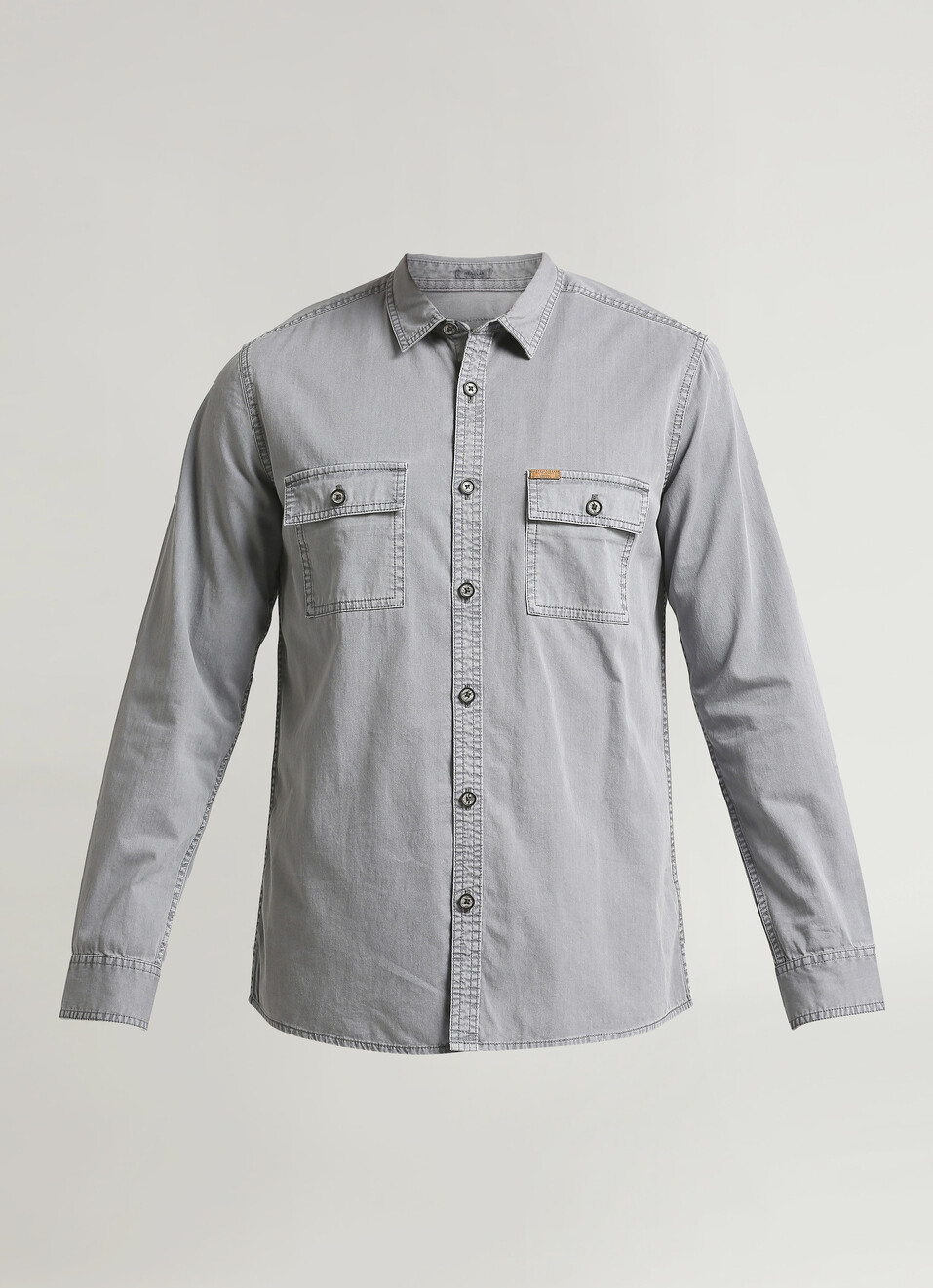 Green Over Dyed Double Pocket Long Sleeve Shirt, , large image number 6